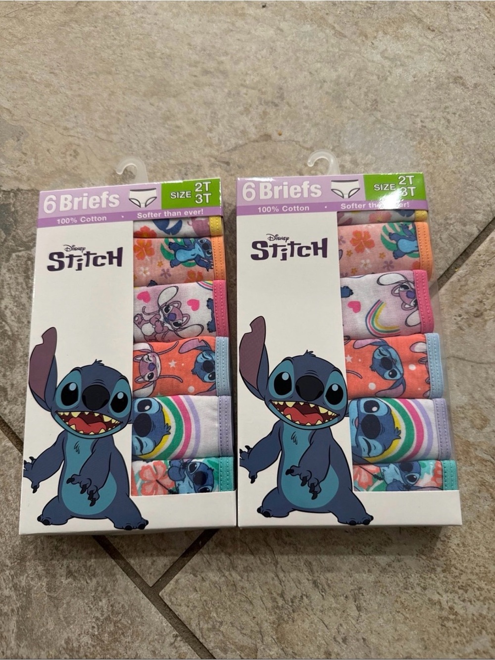 Disney Stitch Girls' 6-Pack Cotton Brief Underwear Size 2T 3T 2 Packs NEW